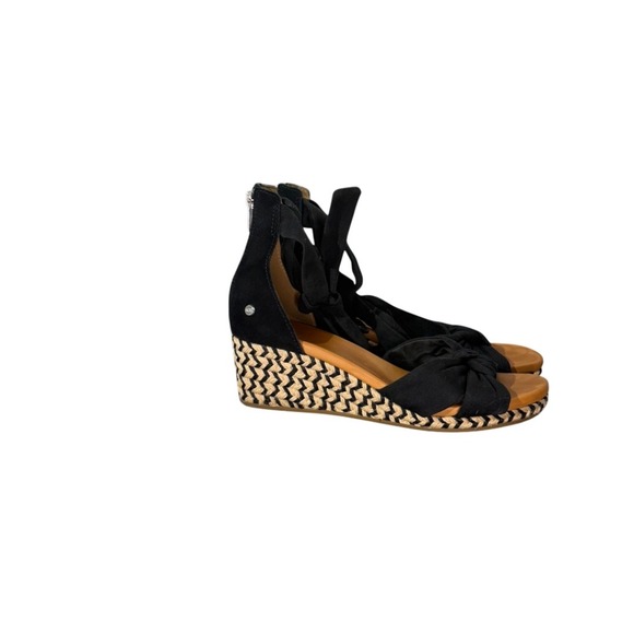 UGG Women's Yarrow Espadrille Wedge Sandal In Black sz11 - Picture 15 of 16
